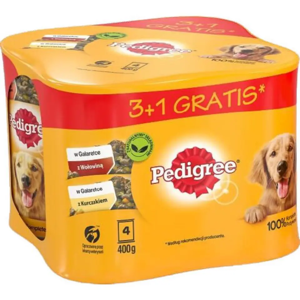 ⁨PEDIGREE Wołowina i kurczak w galaretce - mokra karma dla psa - 4x400 g⁩ w sklepie Wasserman.eu