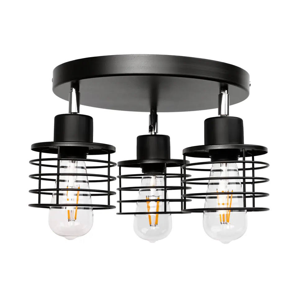⁨ISLA oprawa ścienno-sufitowa, moc max. 3x60W, E27, czarna, podstawa okrągła, jednopoziomowa, ruchome głowice lampy⁩ w sklepie Wasserman.eu