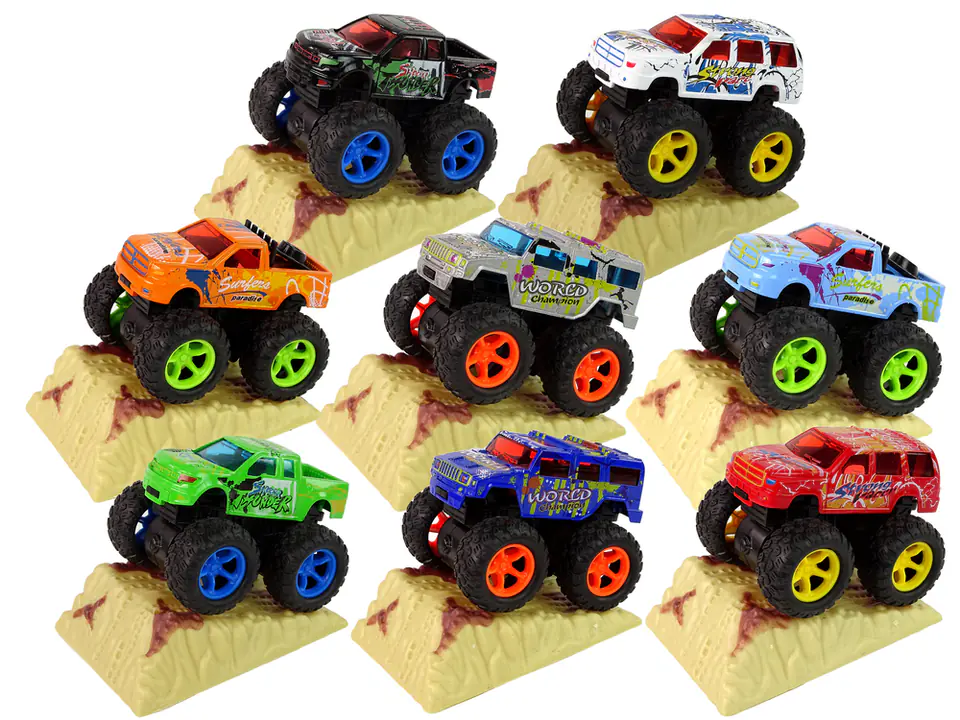 ⁨Auto Resorak Z Naciągiem Monster Truck Big Foot Gumowe Opony Rampa⁩ w sklepie Wasserman.eu