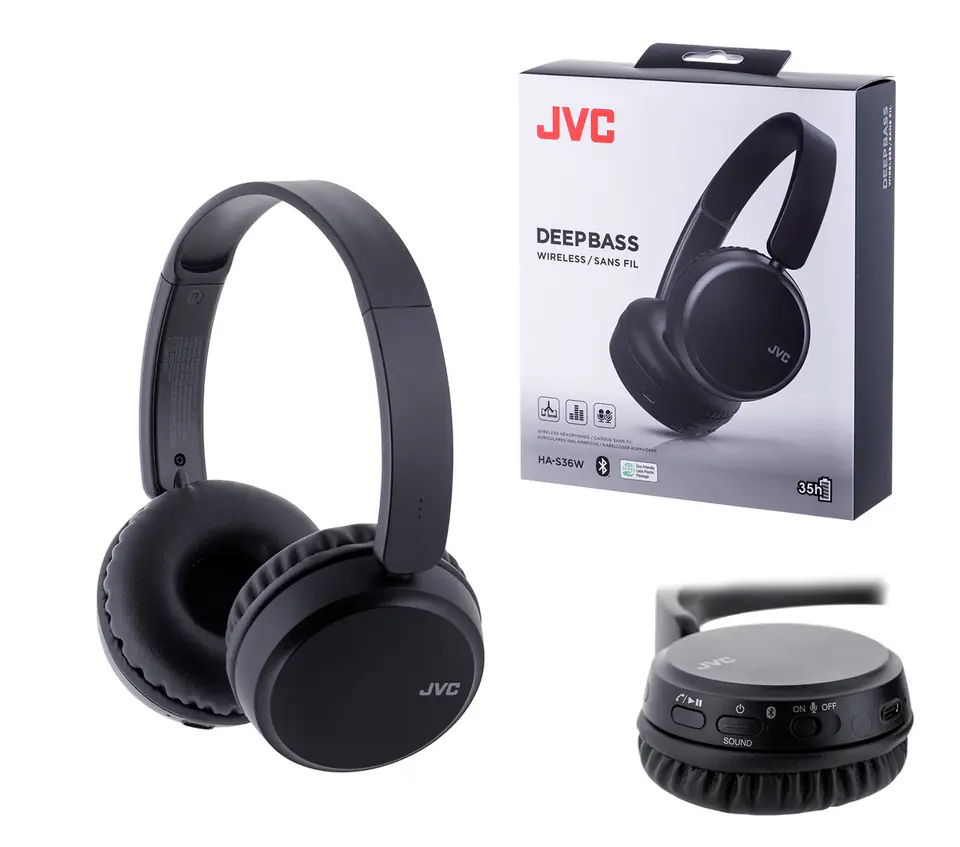 ⁨JVC HA-S36W Headphones Wireless Head-band Calls/Music Bluetooth Black⁩ at Wasserman.eu