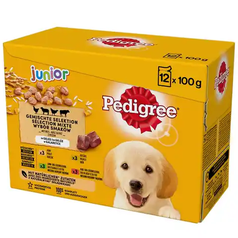 ⁨PEDIGREE Junior Wybór smaków w galaretce - mokra karma dla psa - 12x100 g⁩ w sklepie Wasserman.eu