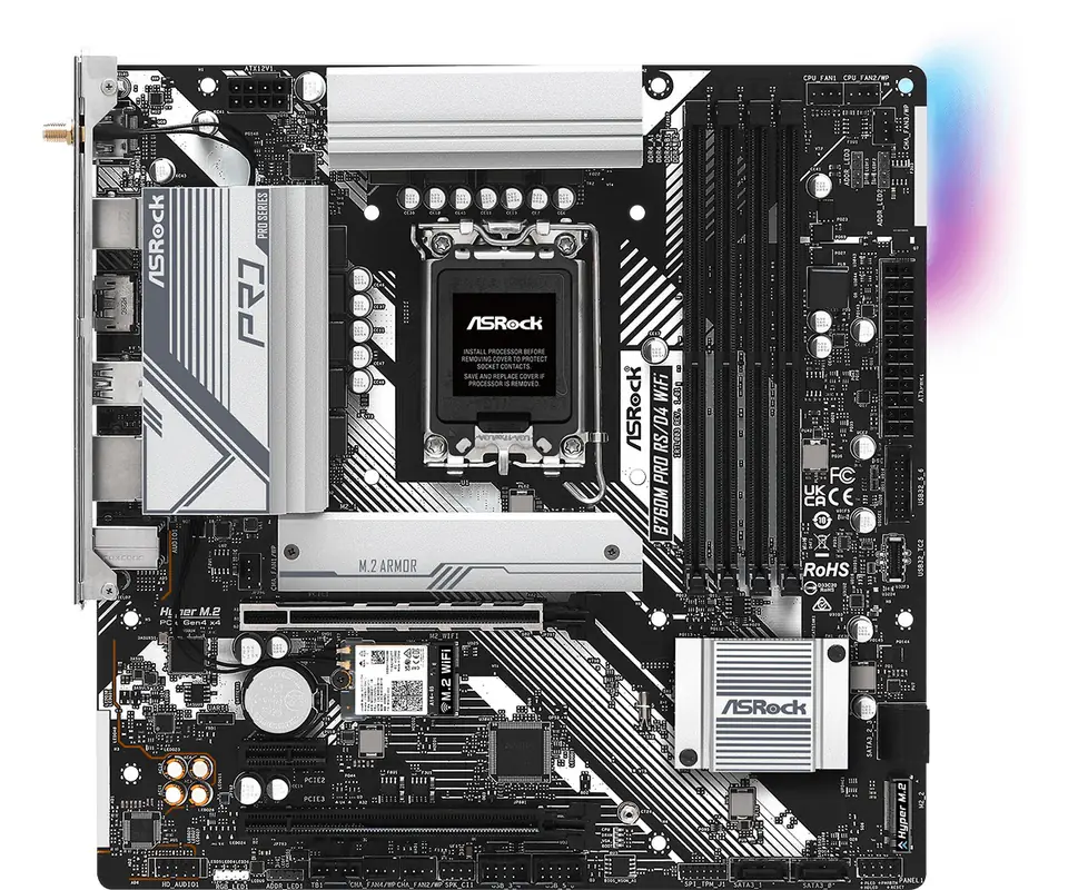 ⁨Asrock B760M Pro RS/D4 WIFI Intel B760 LGA 1700 micro ATX⁩ at Wasserman.eu