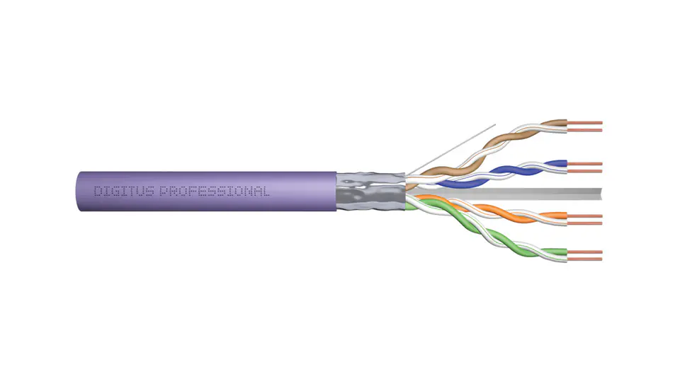 ⁨DIGITUS Cat.6 Installation Cable, F/UTP, B2ca, AWG23/1, LSOH, 500m, Purple, Reel⁩ at Wasserman.eu