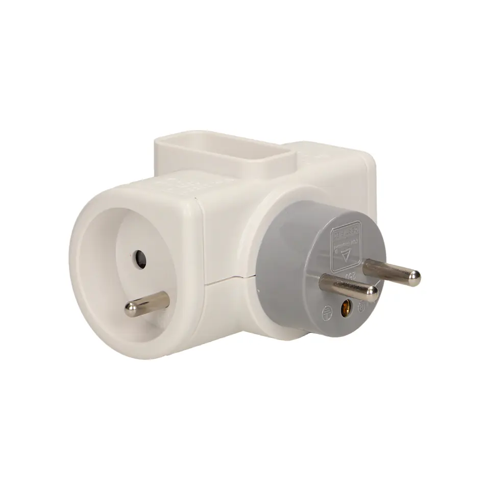 ⁨Rotary splitter, 2 x 2P+Z slots, 1 x 2P/II socket⁩ at Wasserman.eu