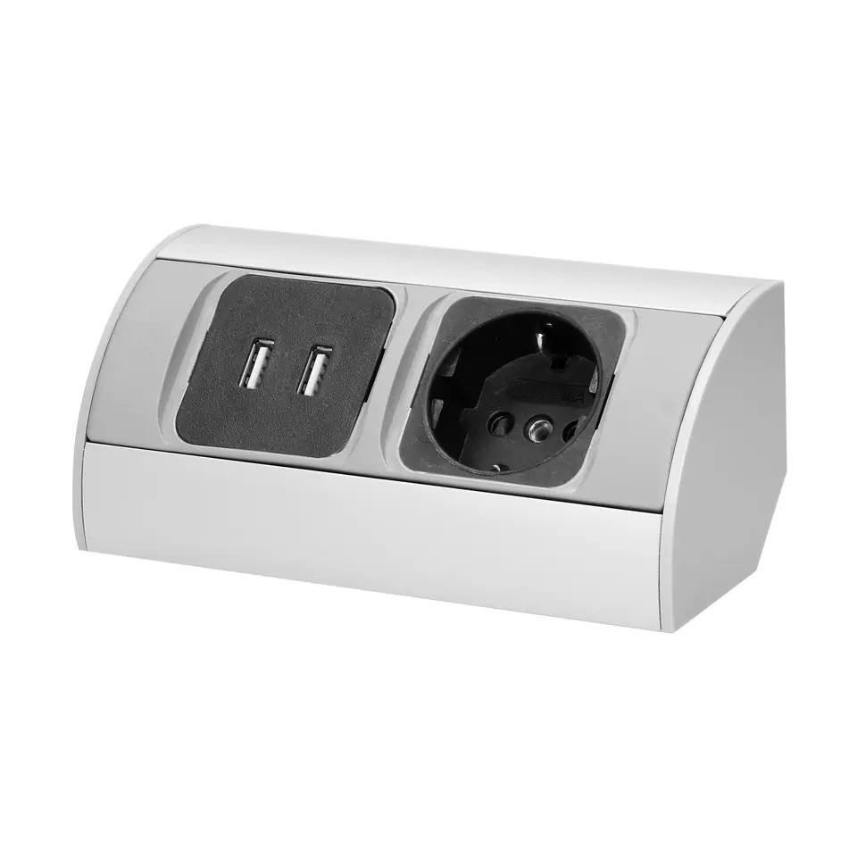 ⁨Furniture socket 1x2P+Z, 2xUSB, schuko version⁩ at Wasserman.eu