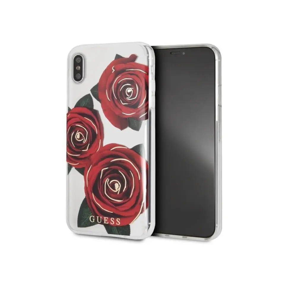 ⁨Oryginalne Etui IPHONE XS MAX Guess Hard Case Flower Desire Red Roses⁩ w sklepie Wasserman.eu