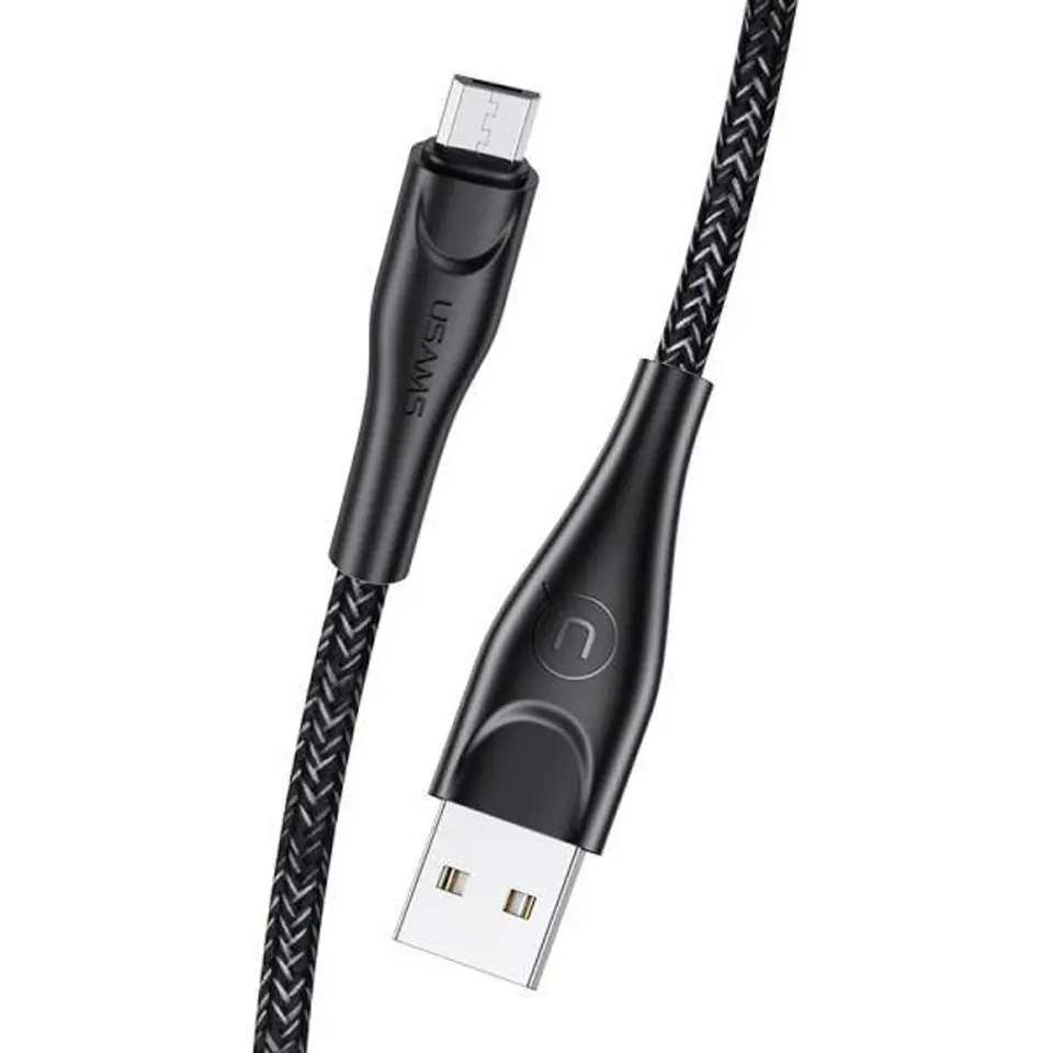 ⁨USAMS Braided cable U41 microUSB 3m 2A black/black SJ399USB01 (US-SJ399)⁩ at Wasserman.eu