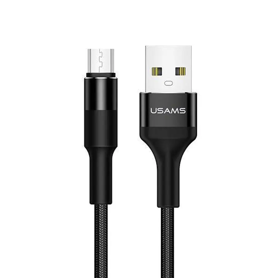 ⁨USAMS Kabel pleciony U5 2A micro USB czarny/black 1,2m SJ224USB01 (US-SJ224)⁩ w sklepie Wasserman.eu