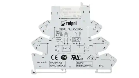 ⁨Interface relay 1P 6A 24V DC AgSnO2 PIR6WB-1PS-24VDC-R GREY 857485⁩ at Wasserman.eu