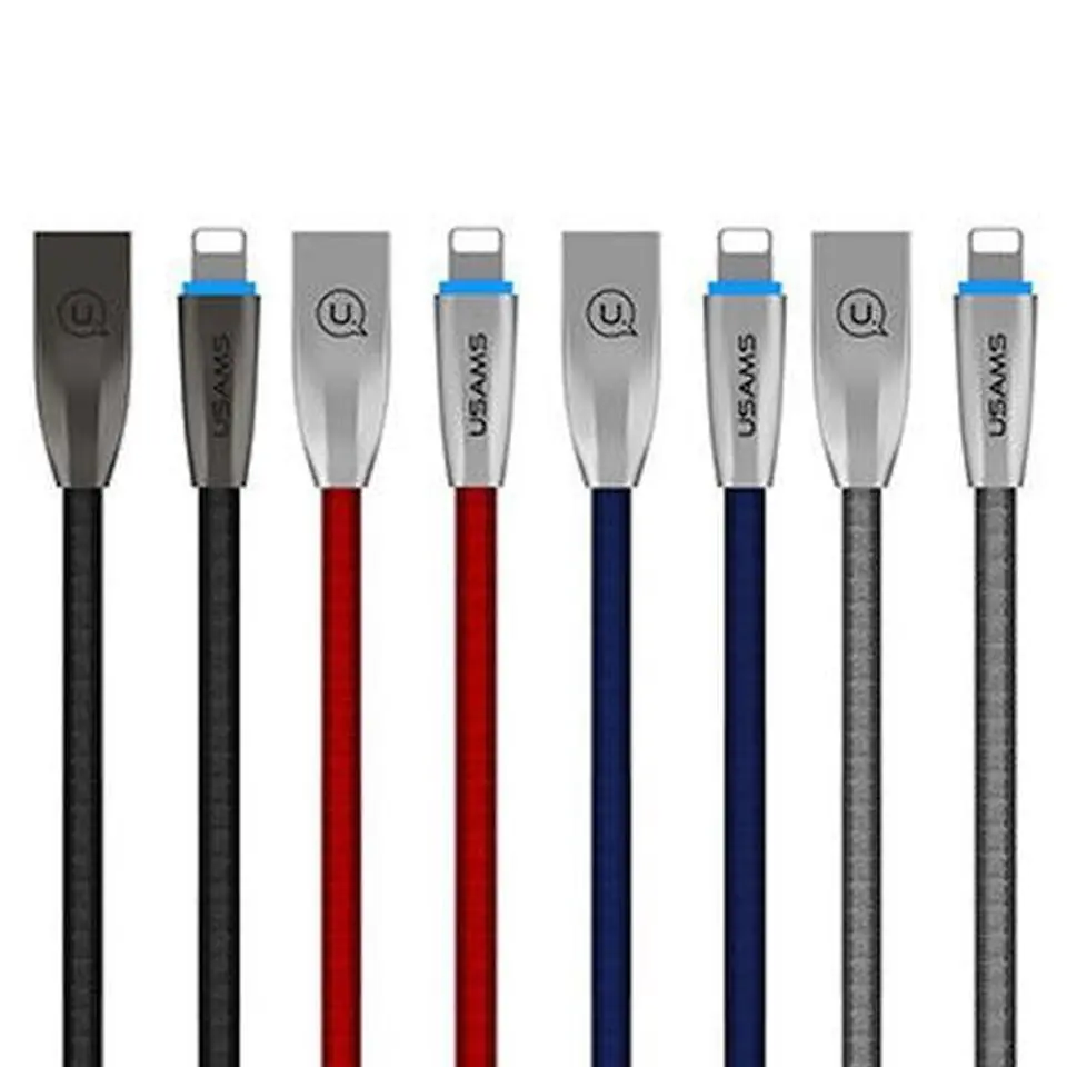 ⁨USAMS Kabel pleciony U-Light Lightning niebieski/blue 1,2m IPZSUSB03 (US-SJ182)⁩ w sklepie Wasserman.eu