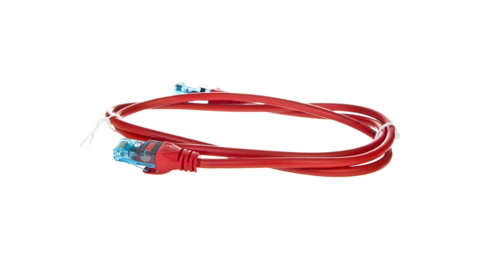 ⁨Kabel krosowy (Patch Cord) U/UTP kat.5e czerwony 1m DK-1512-010/R⁩ w sklepie Wasserman.eu