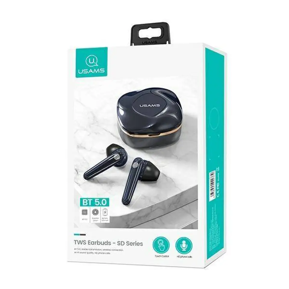 ⁨USAMS Słuchawki Bluetooth 5.0 TWS SD series bezprzewodowe niebieski/gem blue BHUSD02⁩ w sklepie Wasserman.eu