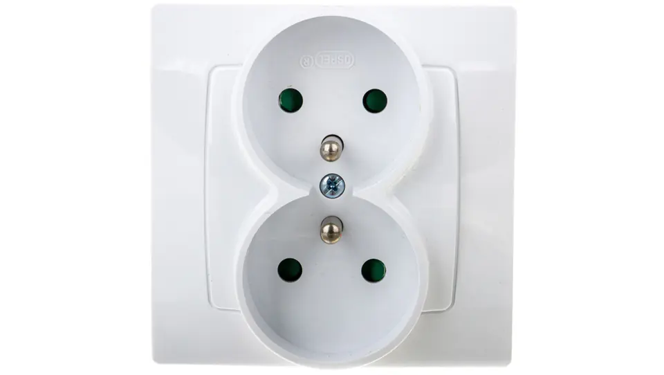 ⁨KARO Double socket with shutters white GP-2SZP/00⁩ at Wasserman.eu