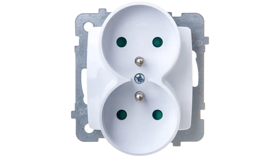 ⁨KARO Double socket z/u with shutters white GP-2SRZP/m/00⁩ at Wasserman.eu