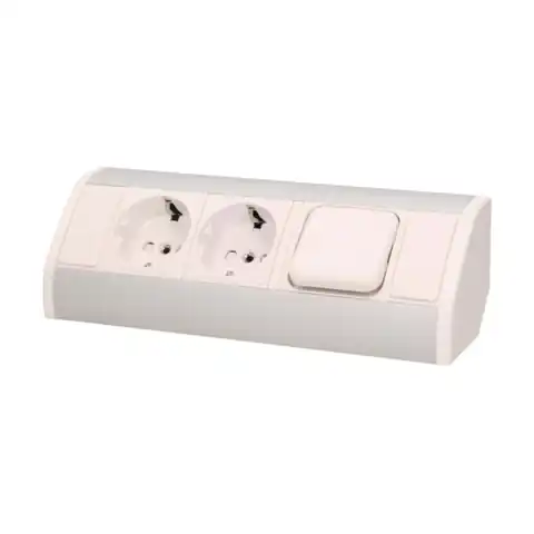 ⁨Furniture socket 2x2P+Z with switch, schuko, white and silver⁩ at Wasserman.eu