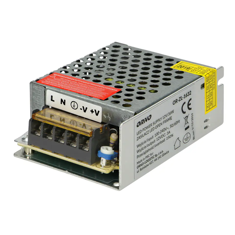 ⁨Zasilacz open frame 12VDC 35W, IP20⁩ w sklepie Wasserman.eu