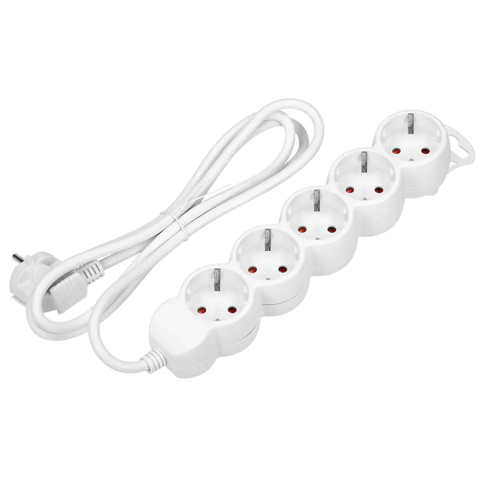 ⁨Extension cord 5-fold 2P+Z (schuko), 3m H05VV-F 3x1,0mm?, Imax=10A, white⁩ at Wasserman.eu