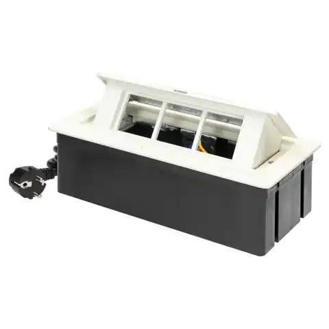 ⁨NOEN Recessed furniture cassette with integrated PVC frame for modular sockets 3 x 45x45mm or 6 x 22.5x45mm, cable 1.5m, white⁩ at Wasserman.eu