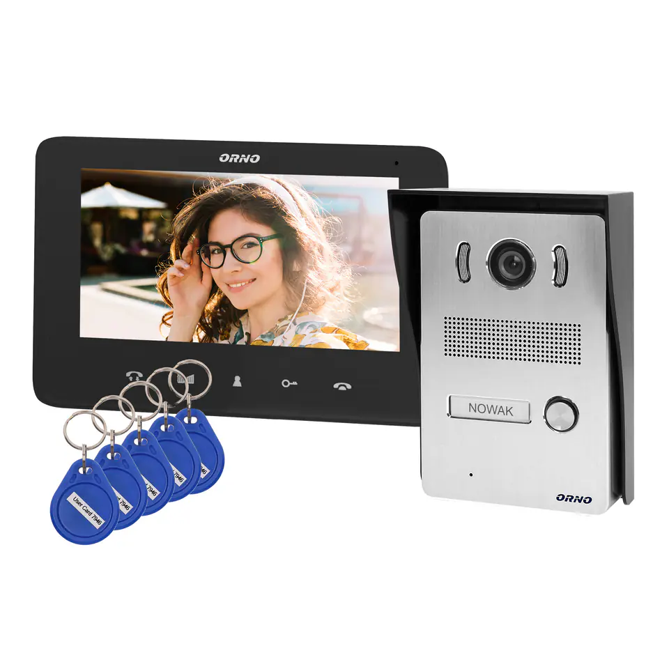 ⁨Audiophone intercom set, colour, LCD 7", with proximity key ring reader, intercom, surface-mounted, INDI N⁩ at Wasserman.eu