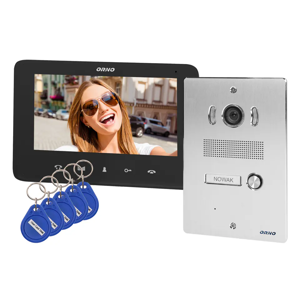 ⁨Audiophone intercom set, colour, LCD 7", with proximity key ring reader, intercom, flush-mounted, INDI P⁩ at Wasserman.eu