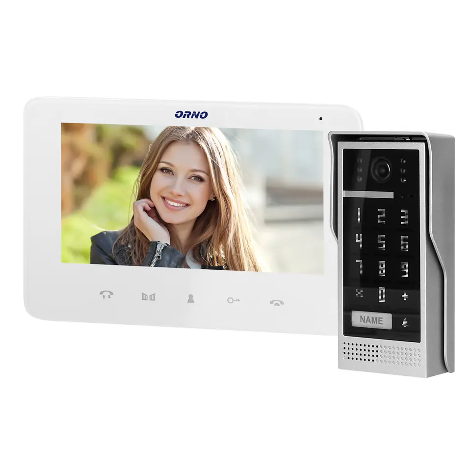 ⁨Video intercom, headphoneless, colour, LCD 7", intercom, with encoder, surface-mounted, white, SCUTI⁩ at Wasserman.eu