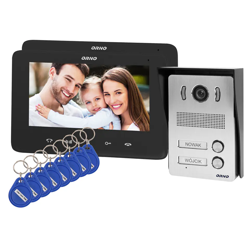 ⁨Video intercom set 2-family headphoneless, color, LCD 7", with proximity key ring reader, intercom, surface-mounted, INDI MULTI N⁩ at Wasserman.eu