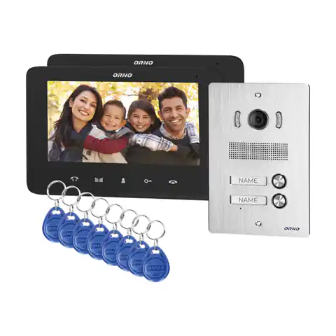 ⁨Zestaw wideodomofonowy 2-rodzinny bezsłuchawkowy, kolor,  LCD 7", z czytnikiem breloków zbliżeniowych, interkom, podtynkowy, INDI MULTI P⁩ w sklepie Wasserman.eu