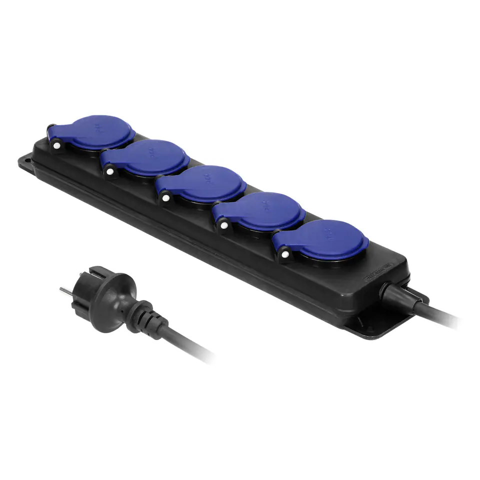 ⁨Workshop splash-proof extension cable IP44, 5 sockets 2P+Z IP44, rubber cable, H05RR-F 3x1,5mm?, length 3m⁩ at Wasserman.eu
