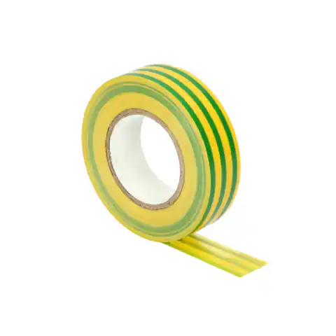 ⁨Set of 10 insulating tapes 19mm, yellow/green, flame retardant, thickness 0,13mm, length 20m⁩ at Wasserman.eu