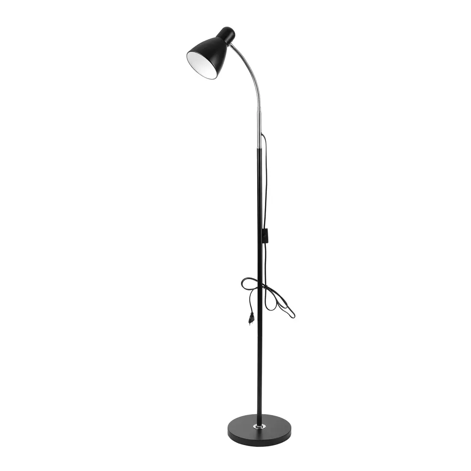 ⁨Lampa stojąca podłogowa LAR, max 20W E27, 155 cm, czarna⁩ w sklepie Wasserman.eu