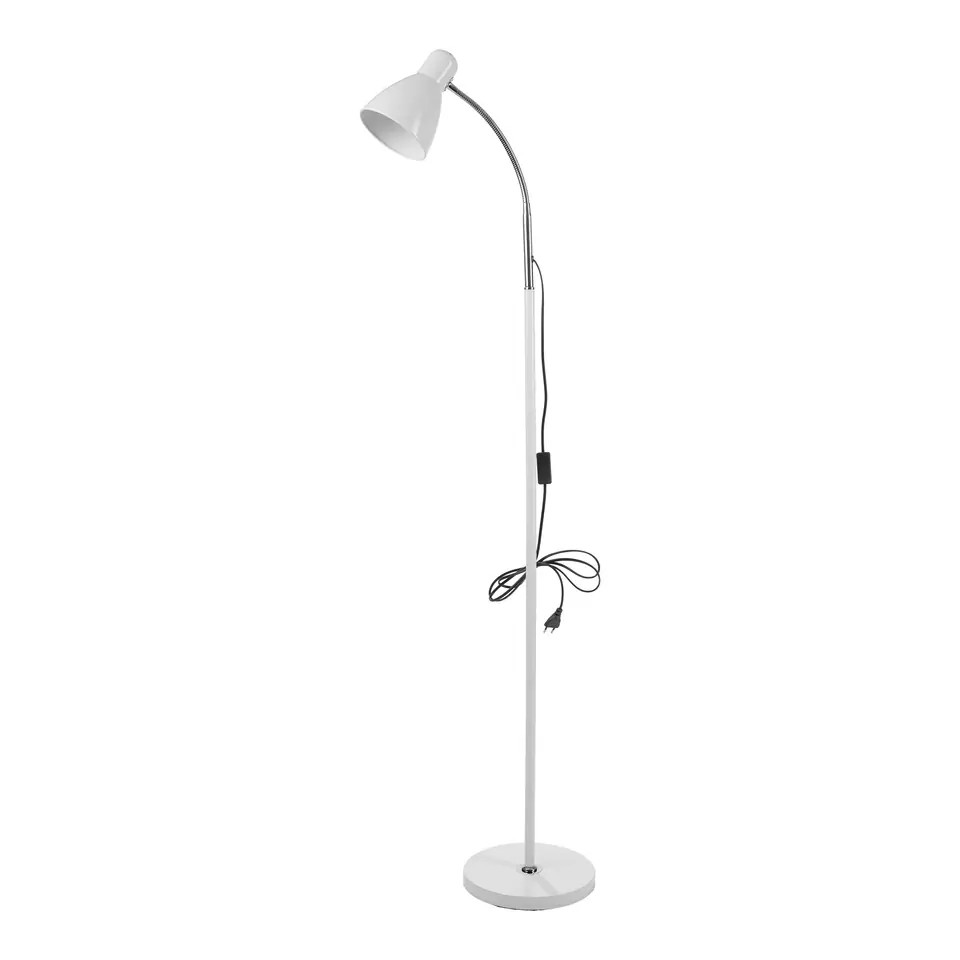 ⁨Lampa stojąca podłogowa LAR, max 20W E27, 155 cm, biała⁩ w sklepie Wasserman.eu