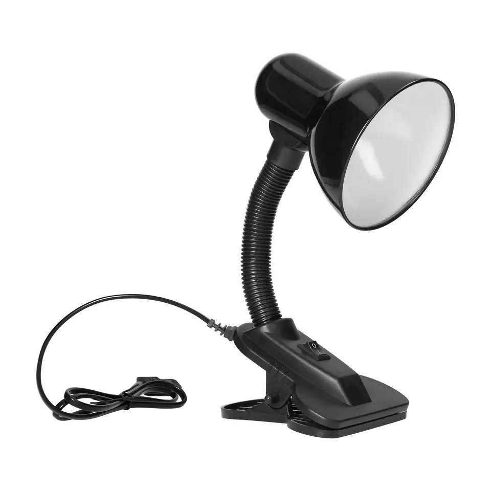 ⁨LATSA, lampa biurkowa z klipsem, 40W, E27, stal + tworzywo, czarna⁩ w sklepie Wasserman.eu