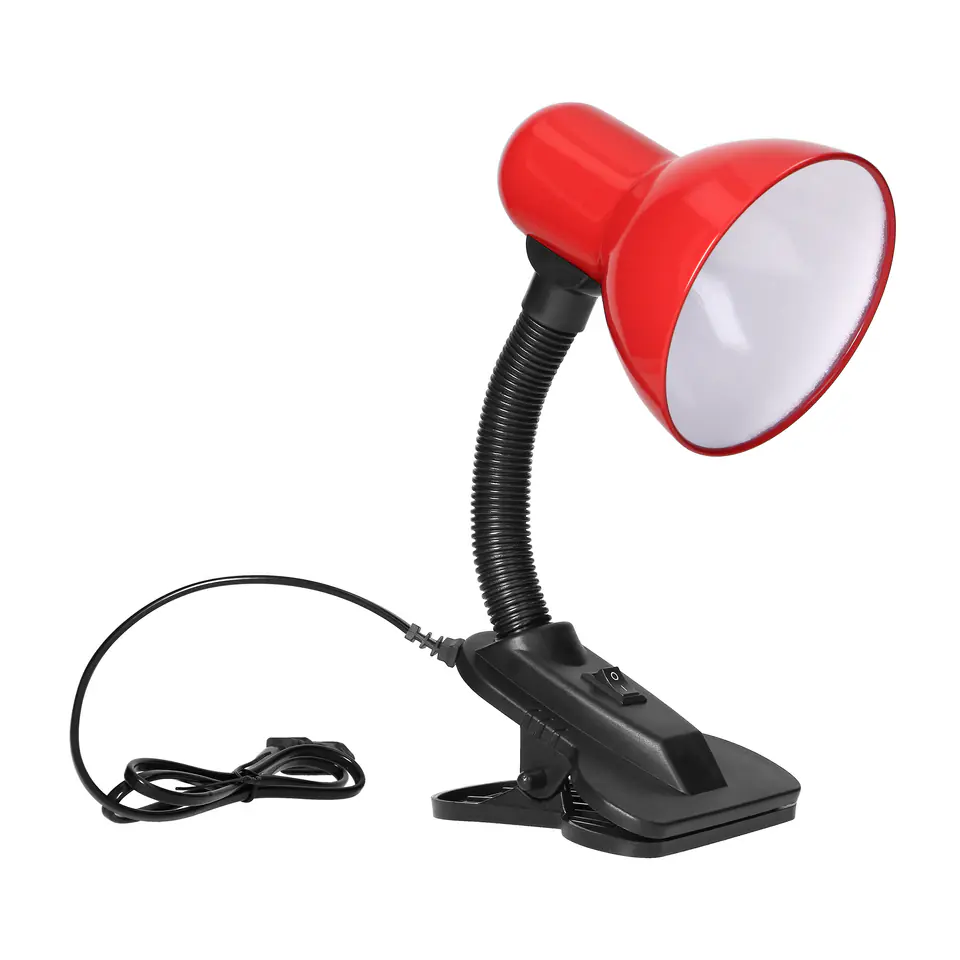 LATSA, lampa biurkowa z klipsem, 40W, E27, stal + tworzywo, czerwona w sklepie Wasserman.eu