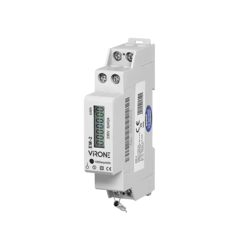 ⁨1-phase power consumption indicator, 40A, pulse output, 1 module, DIN TH-35mm⁩ at Wasserman.eu