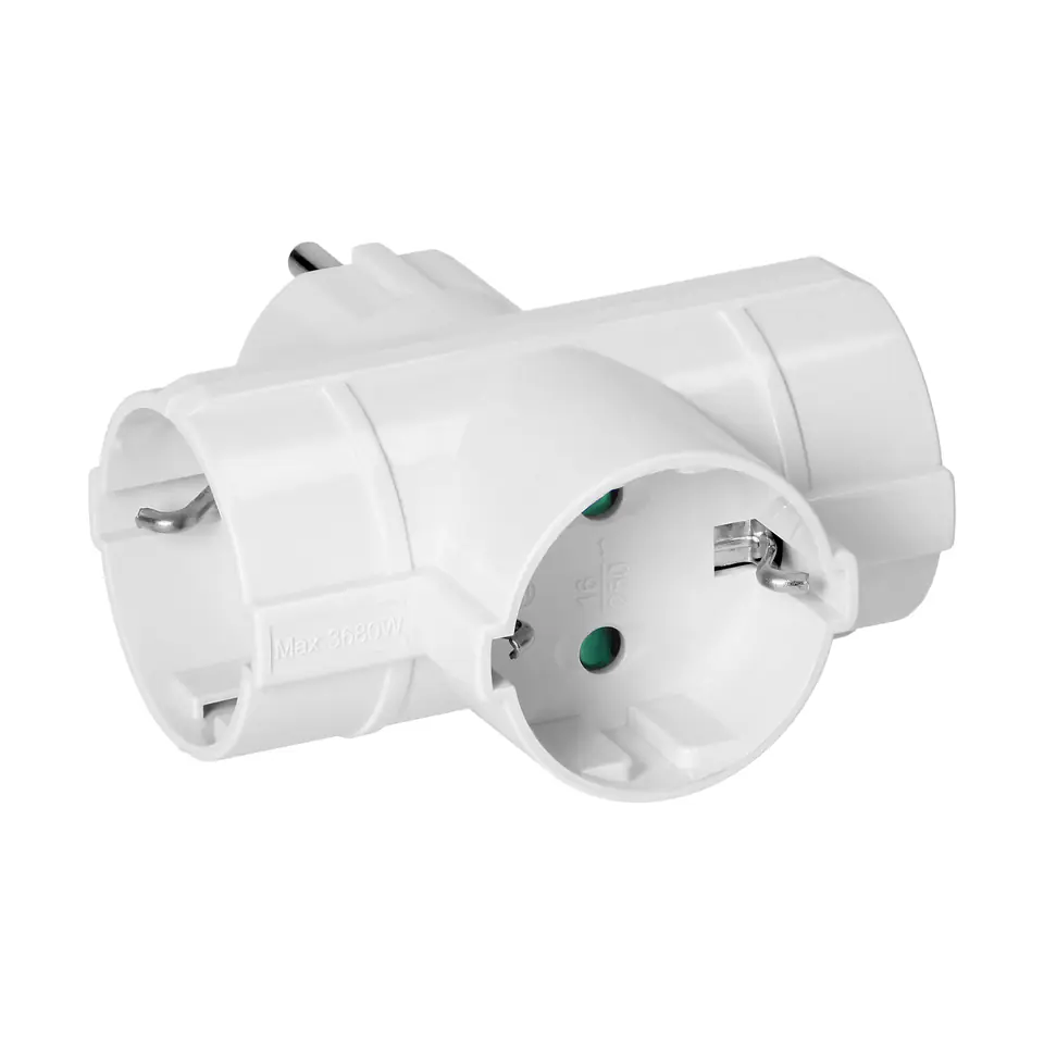 ⁨Rozgałęźnik 3x2P+Z (Schuko), biały⁩ w sklepie Wasserman.eu