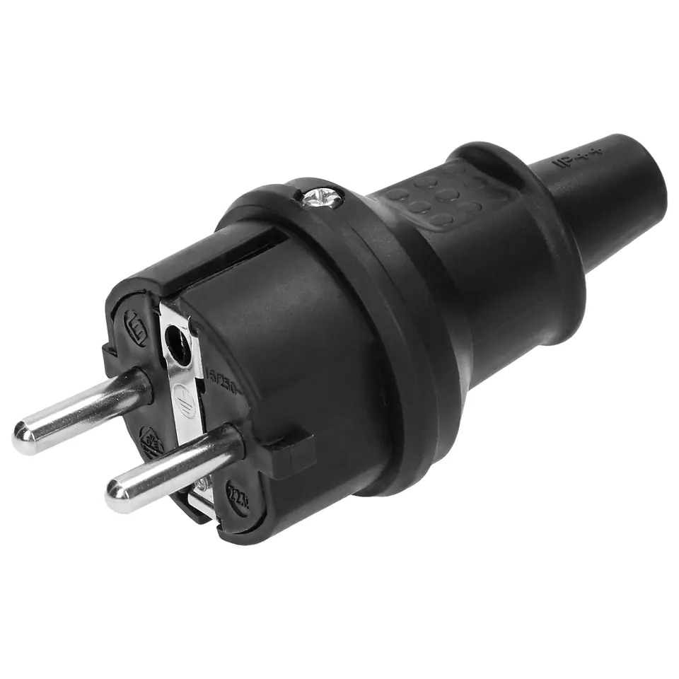 ⁨Uni-Schuko mini plug, IP44, black, 16A, 230V⁩ at Wasserman.eu