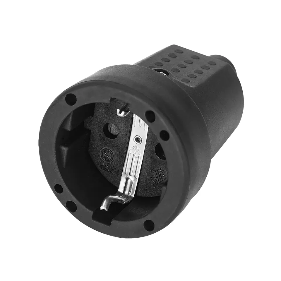 ⁨Schuko mini socket, IP44 with grounding, black, Schuko version, 16A, 230V, 25 pieces⁩ at Wasserman.eu