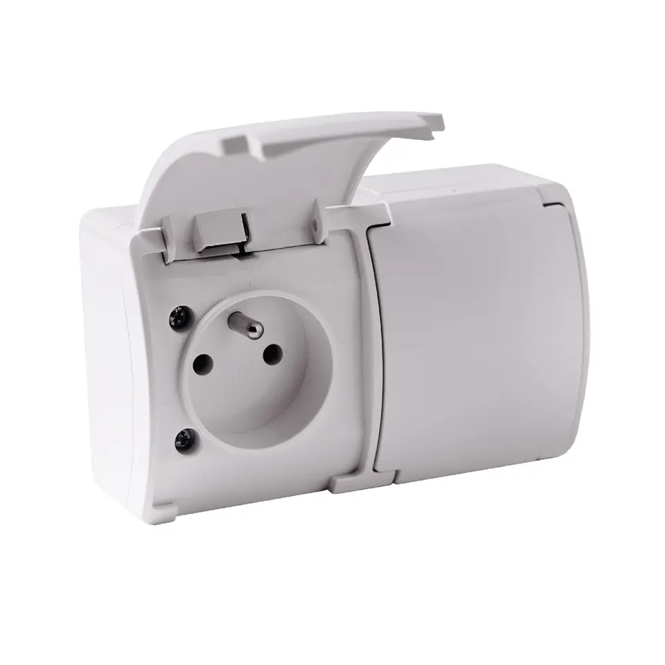 ⁨Gniazdo podwójne 2x2P+Z AQUATIC, IP44, białe, 10 szt.⁩ w sklepie Wasserman.eu