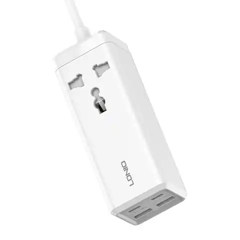 ⁨Listwa zasilająca z 1 gniazdem AC, 2x USB, 2x USB-C LDNIO SC1418, 2500W (biała)⁩ w sklepie Wasserman.eu