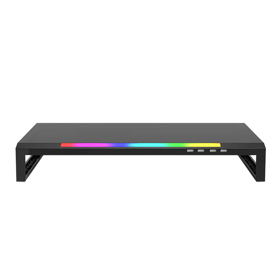 ⁨Podstawa pod monitor, DZ-01, 4x USB Hub 2.0, czarny, plastikowy, 20 kg nośność, Marvo, podświetlenie rainbow⁩ w sklepie Wasserman.eu