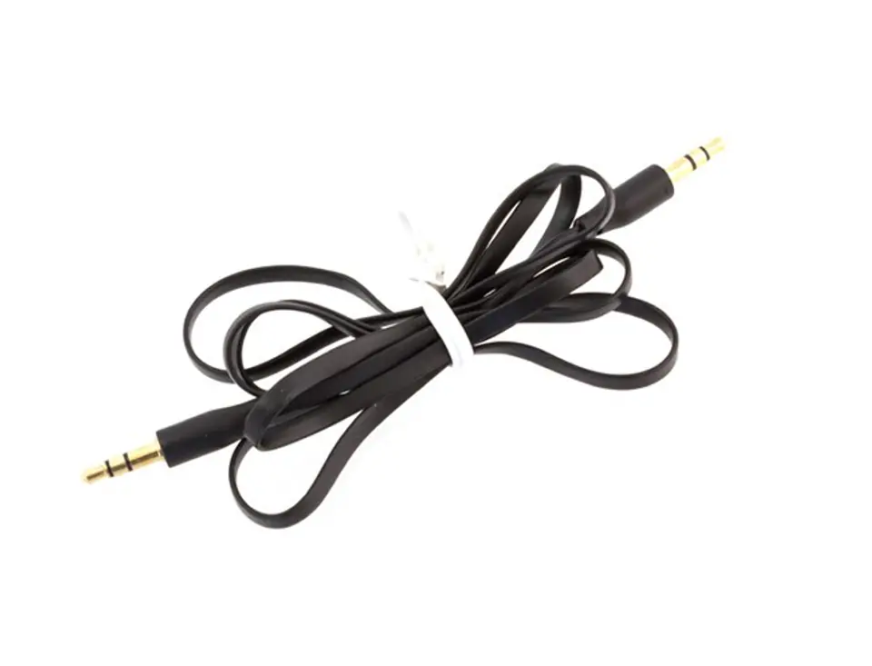 ⁨AK292A Kabel płaski jack 3,5mm 1m czarny⁩ w sklepie Wasserman.eu