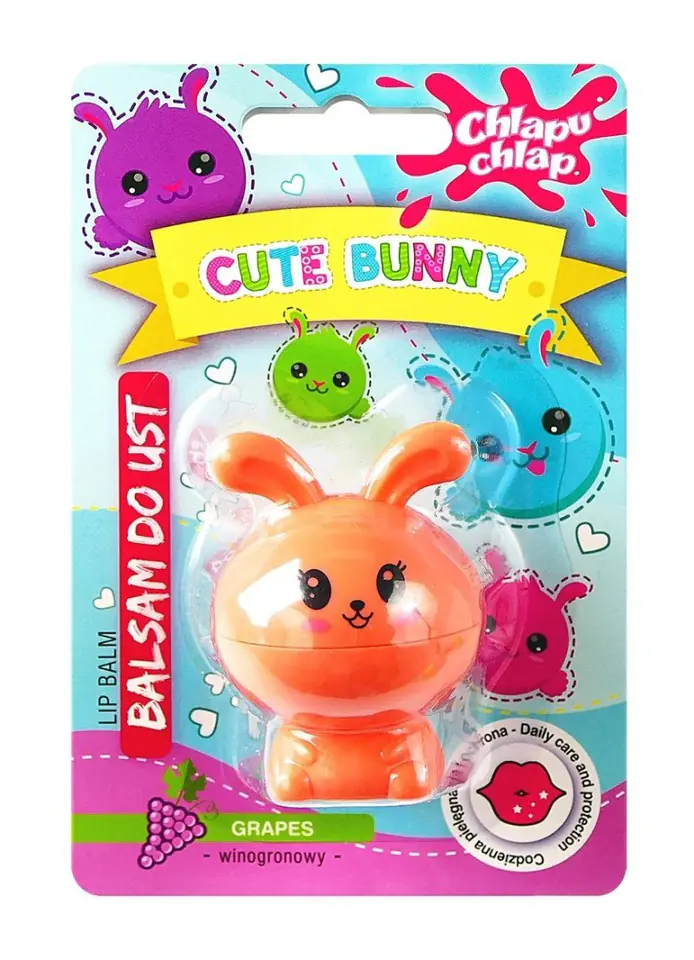 ⁨CHLAPU CHLAP Balsam do ust Cute Bunny - winogrono 1szt⁩ w sklepie Wasserman.eu