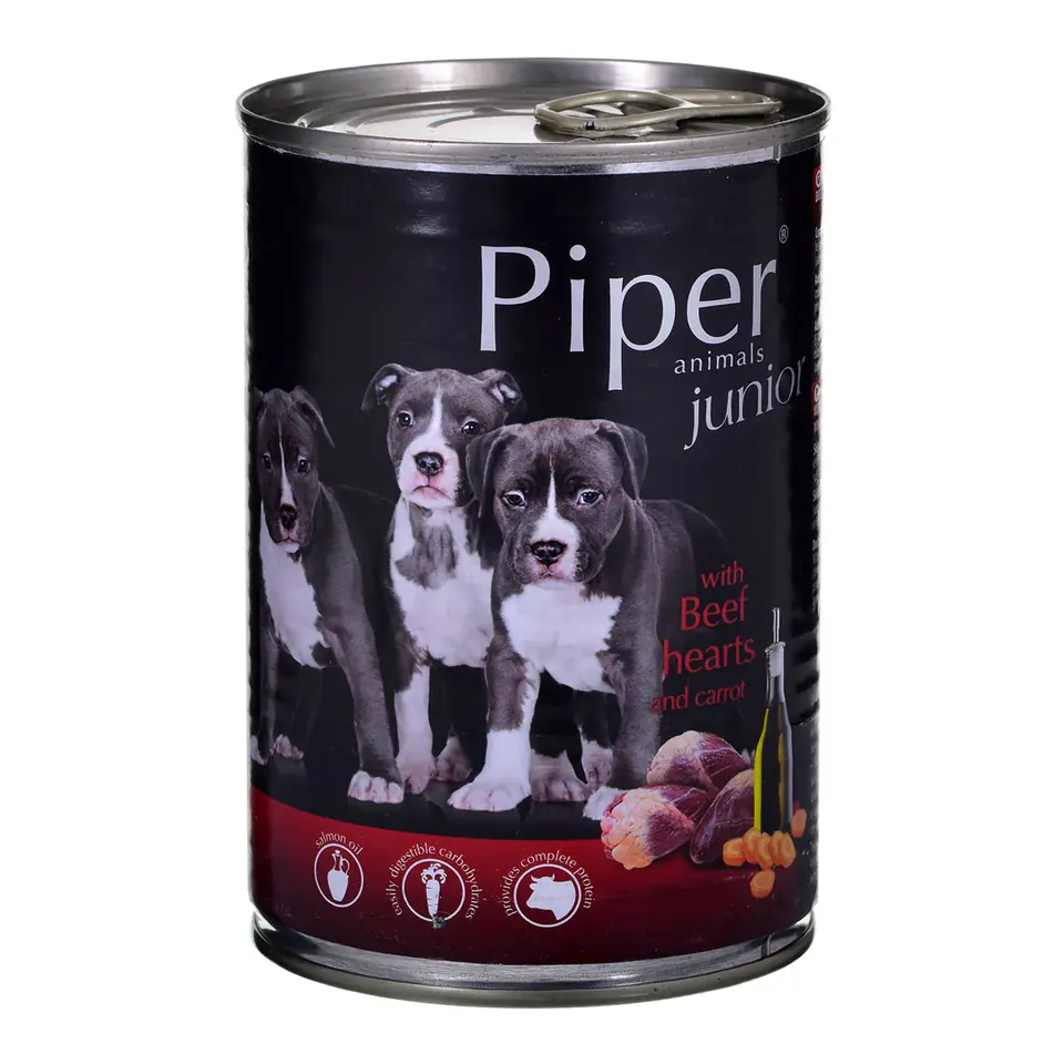 ⁨DOLINA NOTECI Piper Junior beef hearts with carrot - Wet dog food - 400 g⁩ at Wasserman.eu