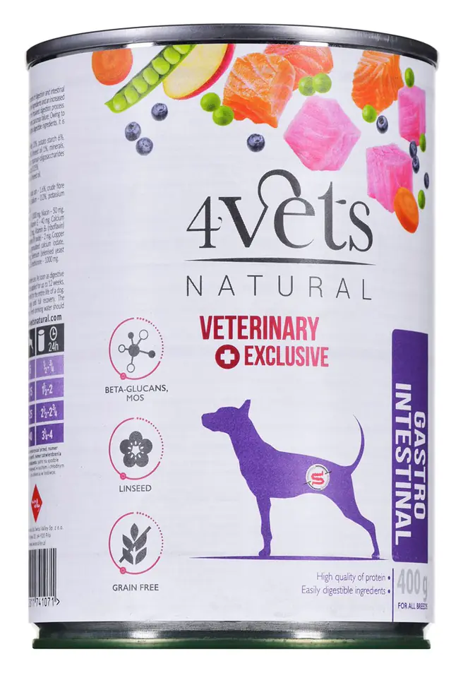 ⁨4VETS Natural Gastro Intestinal Dog - mokra karma dla psa - 400 g⁩ w sklepie Wasserman.eu