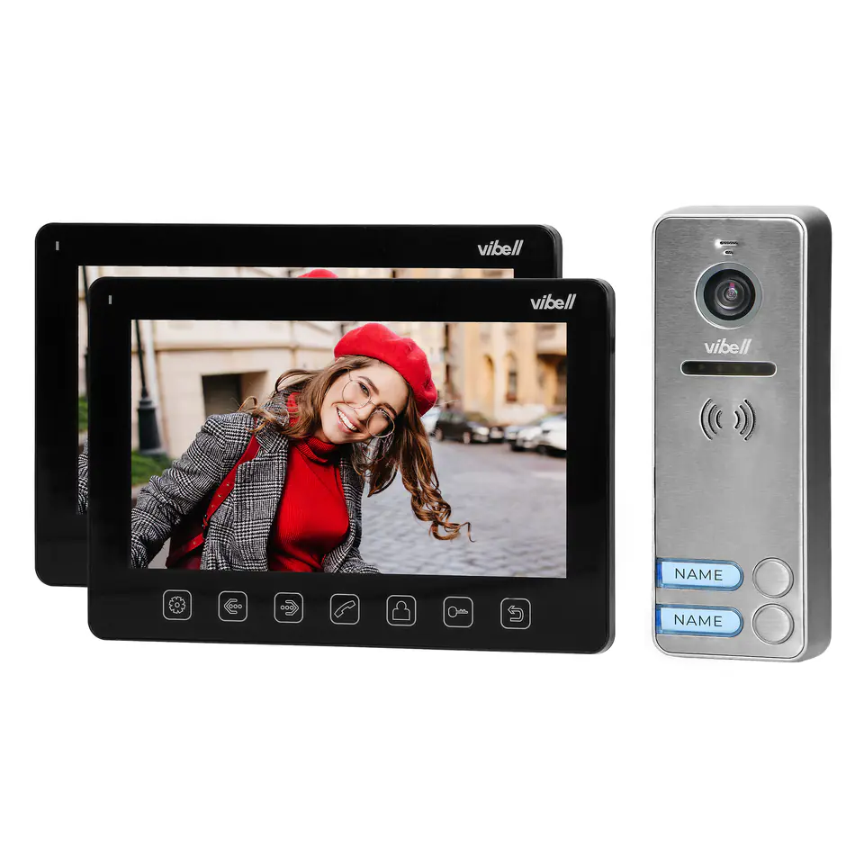 ⁨2-family video door phone set, headless, colour, LCD 7", OSD menu, gate control, black NOVEO MULTI2⁩ at Wasserman.eu