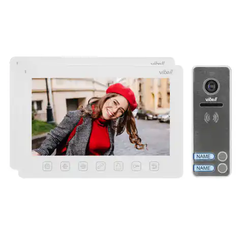 ⁨2-family video door phone set, headphoneless, colour, LCD 7", OSD menu, gate control, white NOVEO MULTI2⁩ at Wasserman.eu