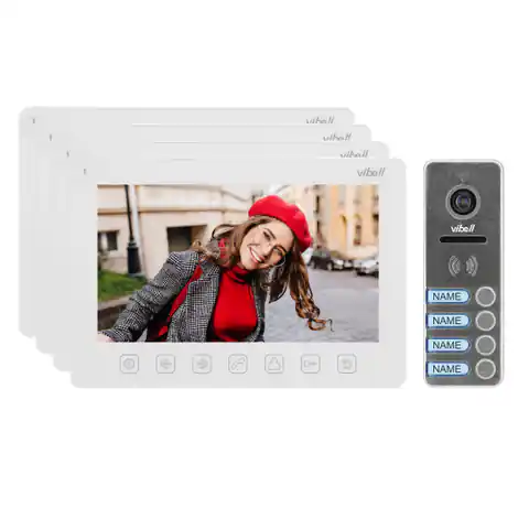 ⁨4-family video door phone set, headphoneless, colour, LCD 7", OSD menu, gate control, white NOVEO MULTI4⁩ at Wasserman.eu