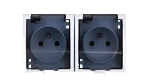 ⁨WAVE Hermetic socket double z/u IP44 transparent flap white GNH-2HZ/00/d⁩ at Wasserman.eu