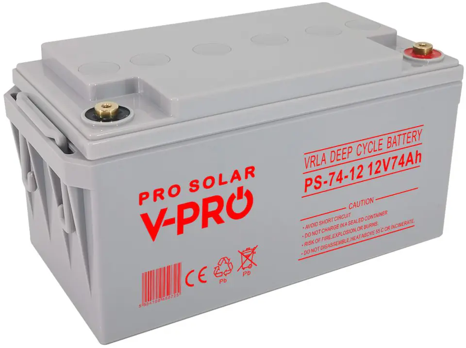 ⁨BATTERY VOLT POLSKA DEEP CYCLE VPRO SOLAR 12V 74Ah VRLA MAINTENANCE-FREE⁩ at Wasserman.eu