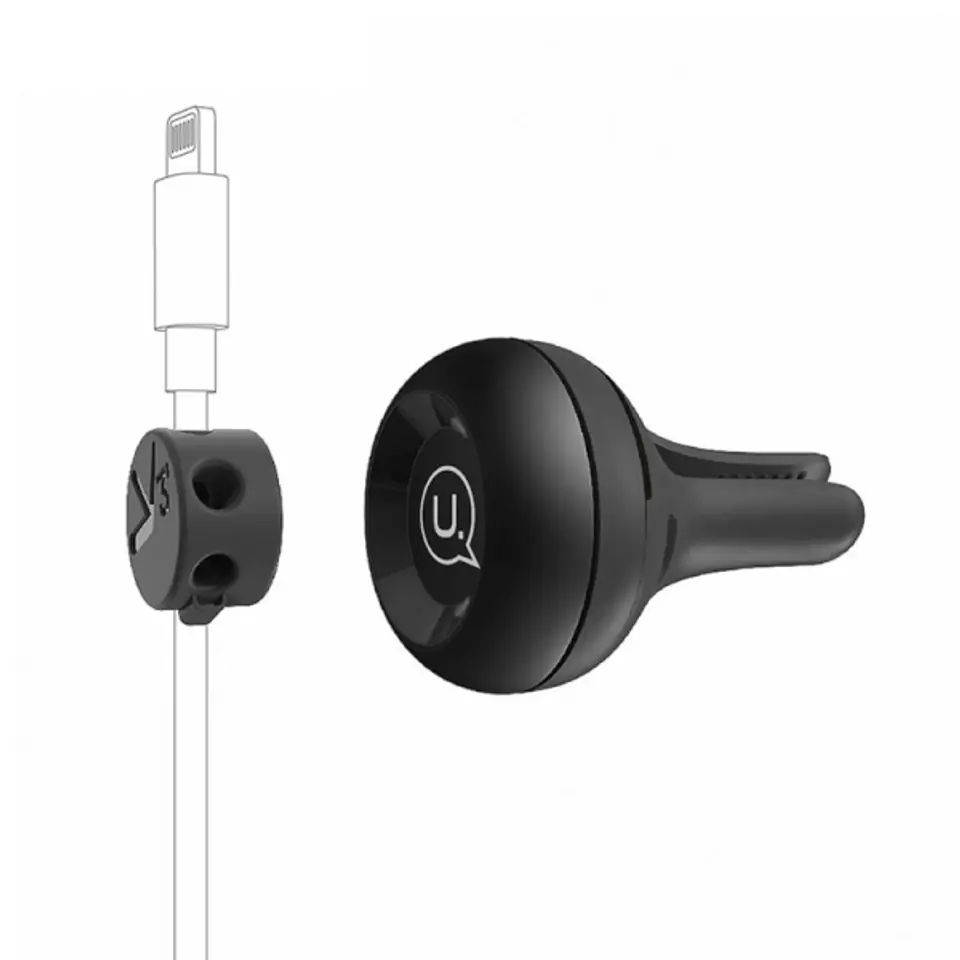 ⁨USAMS Uchwyt magnetyczny na kabel USBdo kratki went. czarny/black ZXQ1901 (US-ZB019)⁩ w sklepie Wasserman.eu